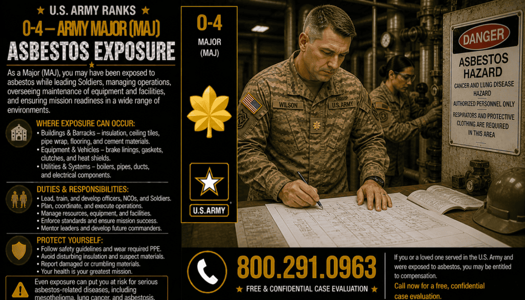 O-4 — Army Major (MAJ) Asbestos Exposure Mesothelioma Lawsuit