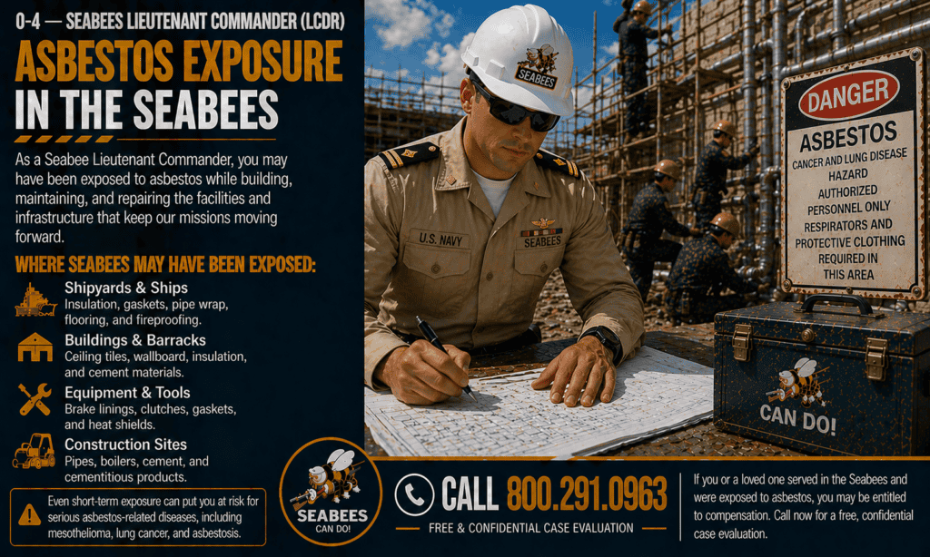 O-4 — Seabees Lieutenant Commander (LCDR) Asbestos Exposure Mesothelioma Lawsuit