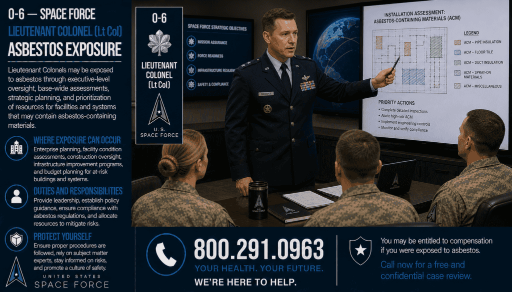 O-5 – Space Force Lieutenant Colonel (Lt Col) Asbestos Exposure Mesothelioma Lawsuit
