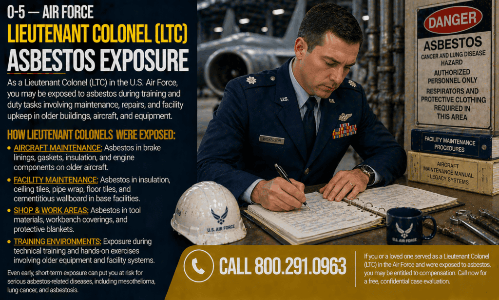 O-5 — Air Force Lieutenant Colonel (Lt Col) Asbestos Exposure Mesothelioma Lawsuit