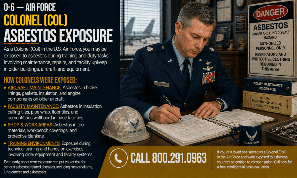 O-6 — Air Force Colonel (Col) Asbestos Exposure Mesothelioma Lawsuit