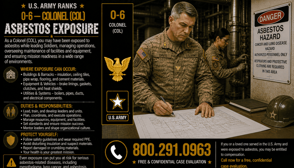 O-7 - Army Brigadier General (BG) Asbestos Exposure Mesothelioama Lawsuit