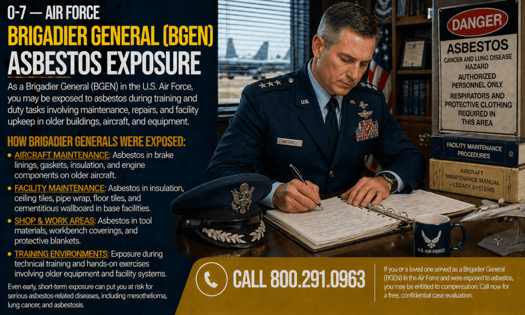 O-7 — Air Force Brigadier General (Brig Gen) Asbestos Exposure Mesothelioma Lawsuit
