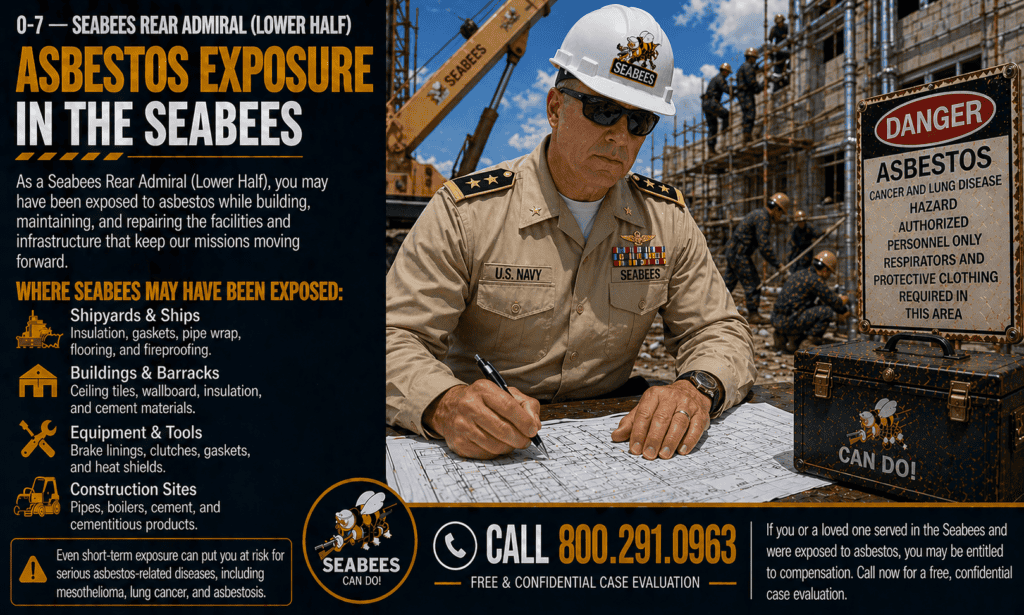 O-7 — Seabees Rear Admiral Lower Half (RDML) Asbestos Exposure Mesothelioma Lawsuit