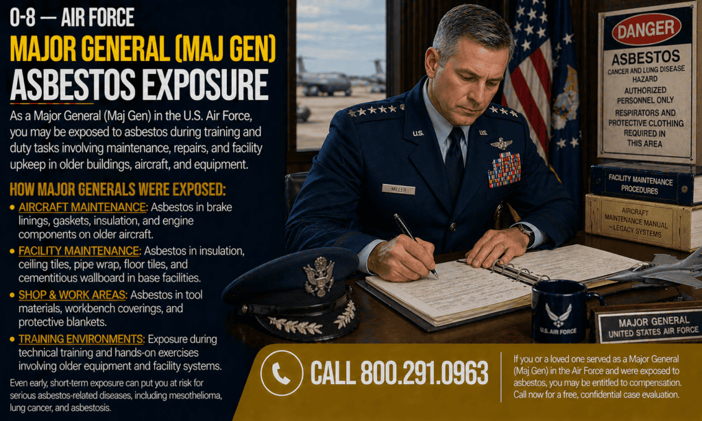 O-8 — Air Force Major General (Maj Gen) Asbestos Exposure Mesothelioma Lawsuit