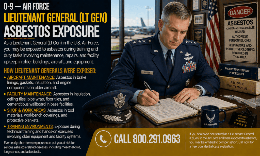 O-9 — Air Force Lieutenant General (Lt Gen) Asbestos Exposure Mesothelioma Lawsuit