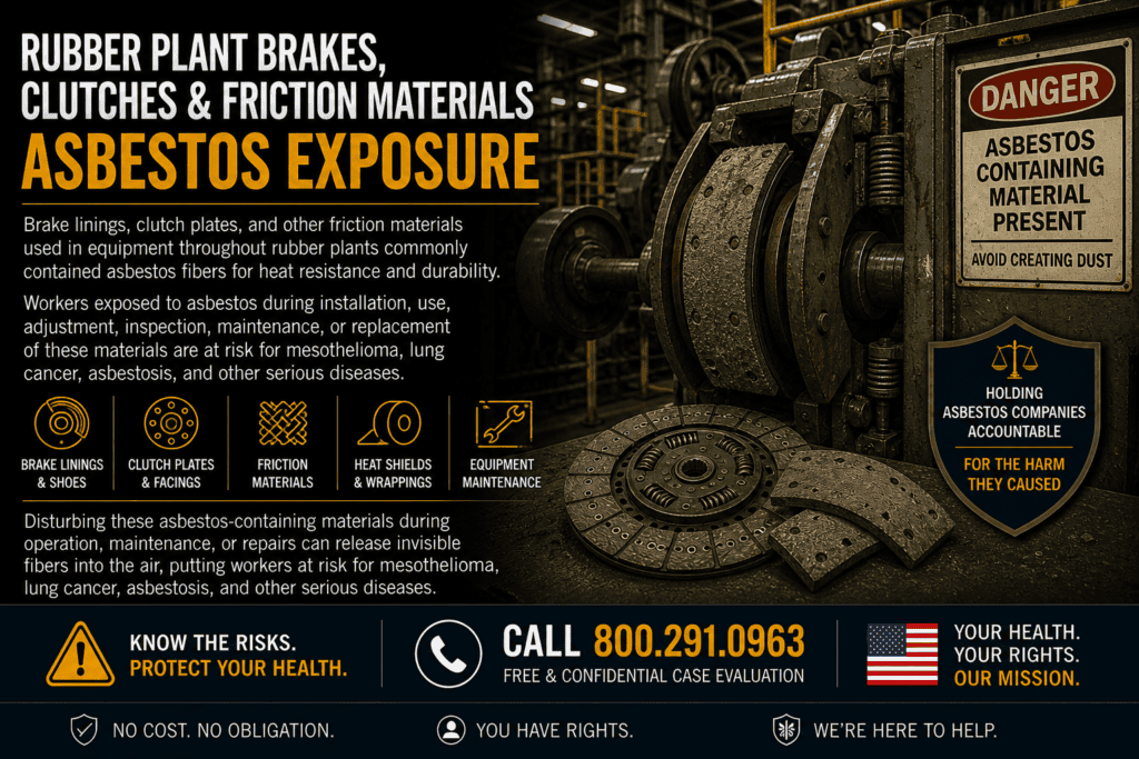 Rubber Plant Brakes, Clutches & Friction Materials Asbestos Exposure Mesothelioma Lawsuit