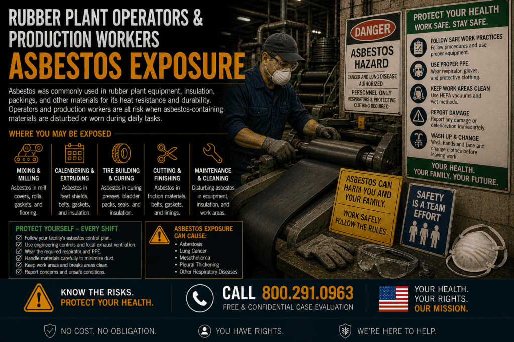 Rubber Plant Operators & Production Workers Asbestos Exposure Mesothelioma Lawsuit