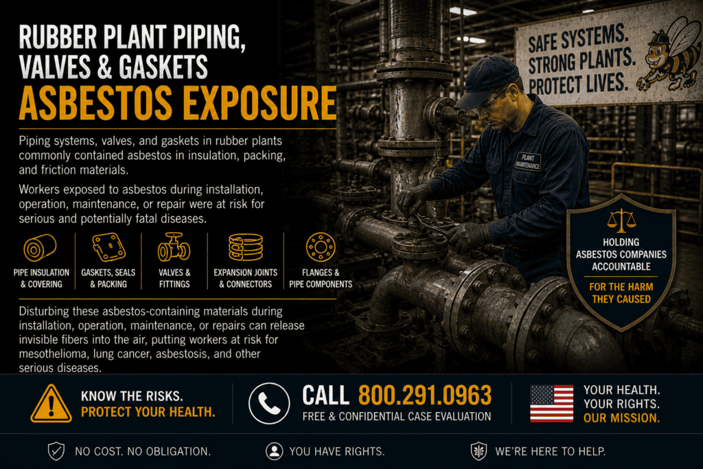 Rubber Plant Piping, Valves & Gaskets Asbestos Exposure Mesothelioma Lawsuit