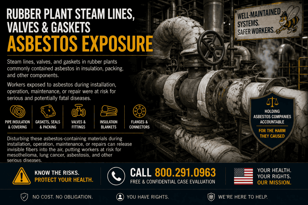 Rubber Plant Steam Lines, Valves & Gaskets Asbestos Exposure Mesothelioma Lawsuit