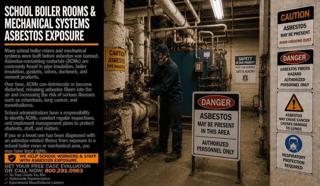 School Boiler Rooms & Mechanical Systems Asbestos Exposure Mesothelioma Lawsuit