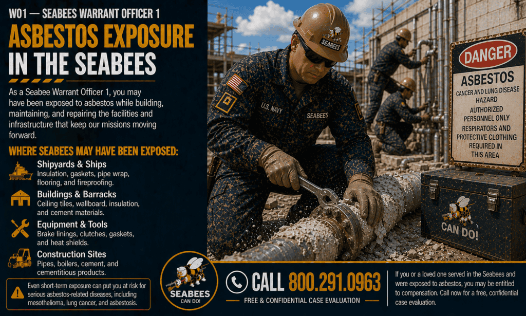 WO1 – Seabees Warrant Officer 1 Asbestos Exposure Mesothelioma Lawsuit