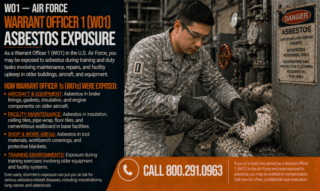 WO1 — Air Force Warrant Officer 1 Asbestos Exposure Mesothelioma Lawsuit
