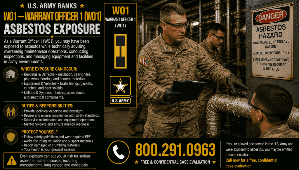 WO1 — Army Warrant Officer 1 Asbestos Exposure Mesothelioma Lawsuit