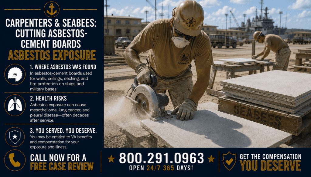 Carpenters & Seabees - Cutting Asbestos-Cement Boards - Mesothelioma