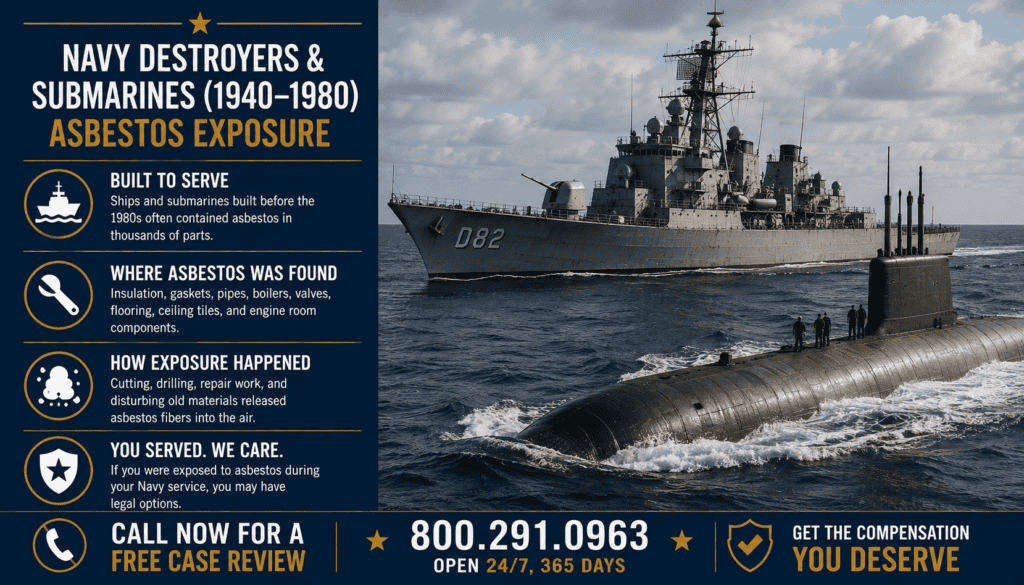 Navy Destroyers & Submarines (1940–1980) Asbestos Exposure