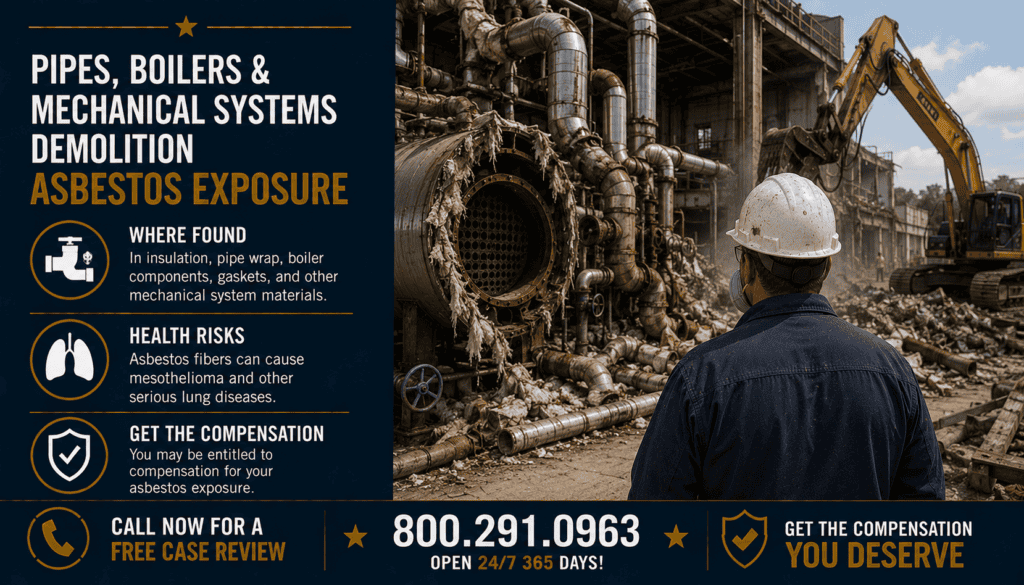 Pipes, Boilers & Mechanical Systems Demolition Asbestos Exposure - Mesothelioma