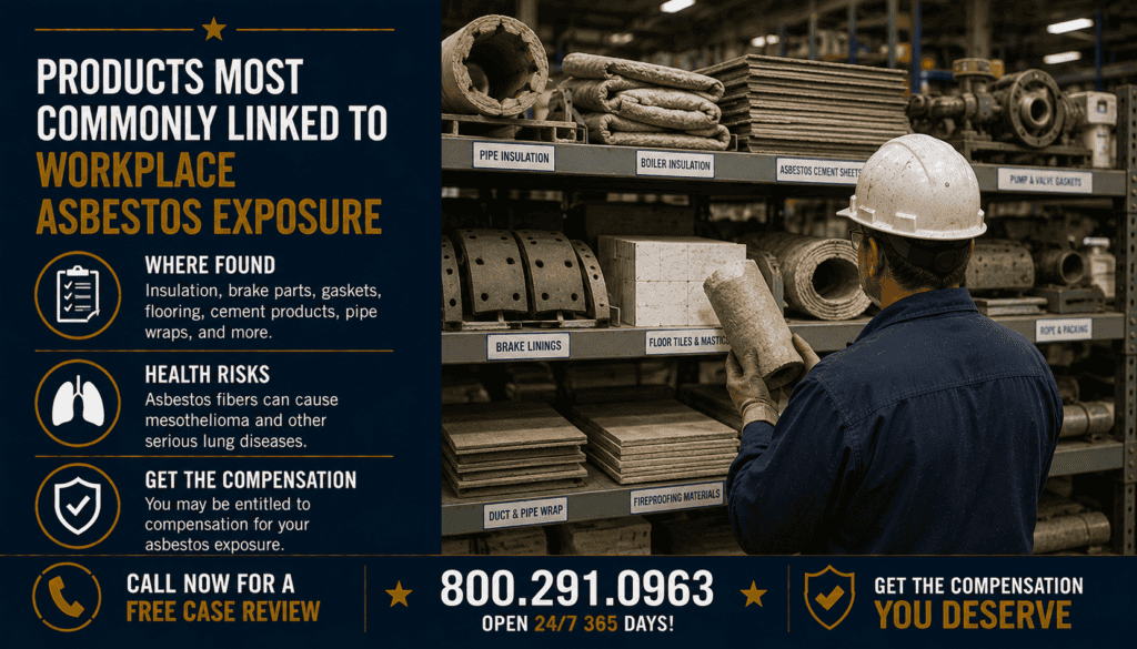 Products Most Commonly Linked to Workplace Asbestos Exposure - Mesothelioma