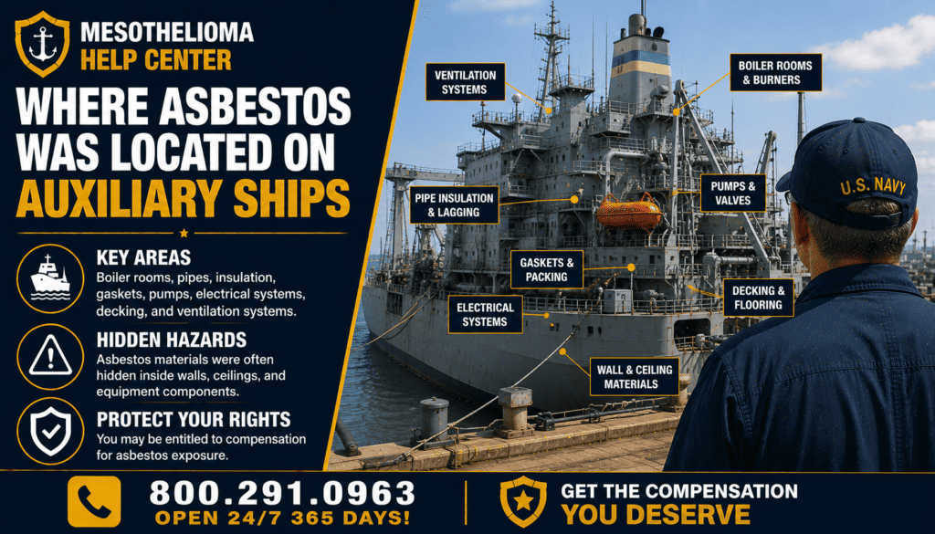 Where Asbestos Was Located on Auxiliary Ships - Mesothelioma