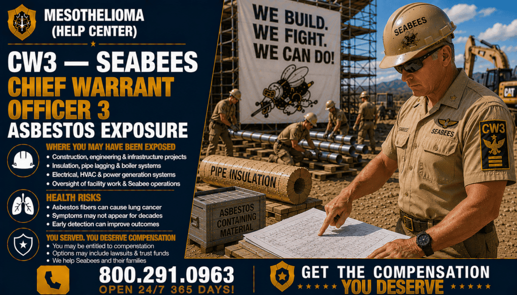 CW3 — Seabees Chief Warrant Officer 3 Asbestos Exposure - Mesothelioma and Lung Cancer