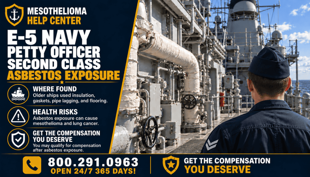 E-5 – Navy Petty Officer Second Class (PO2) Asbestos Exposure - Mesothelioma