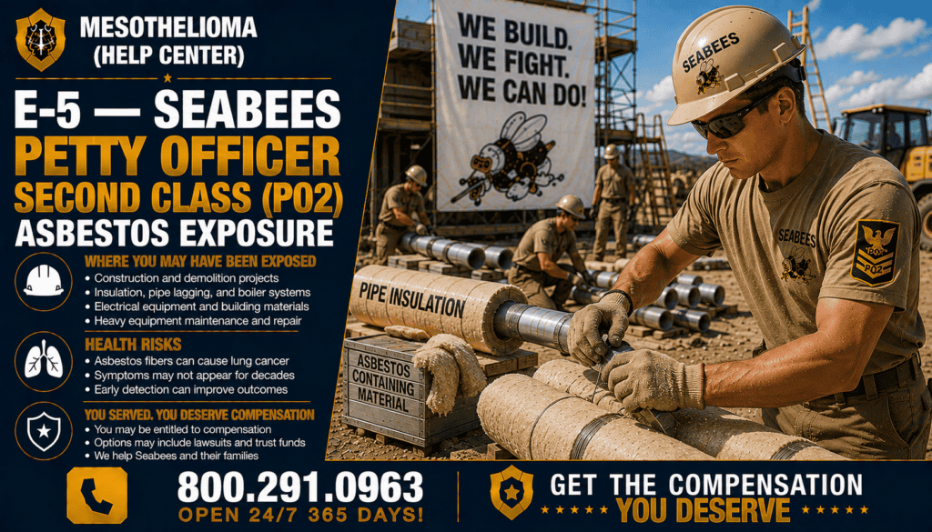 E-5 — Seabees Petty Officer Second Class (PO2) Asbestos Exposure - Mesothelioma and Lung Cancer