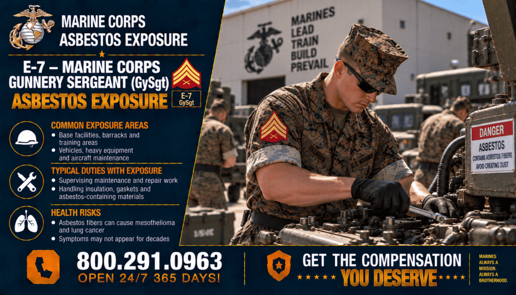 E-7 – Marine Corps Gunnery Sergeant (GySgt) Asbestos Exposure - Mesothelioma