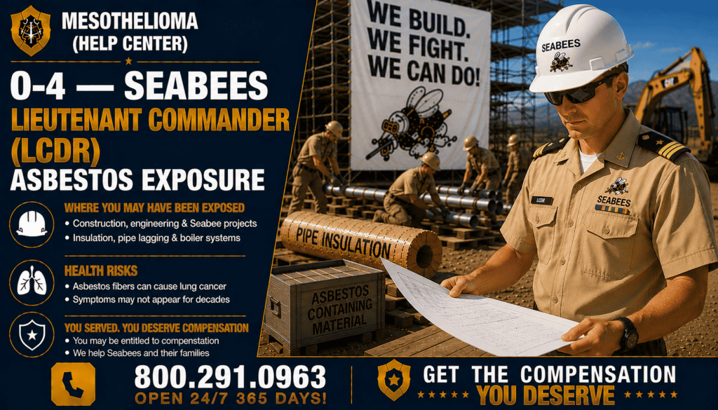 O-4 — Seabees Lieutenant Commander (LCDR) Asbestos Exposure - Mesothelioma and Lung Cancer