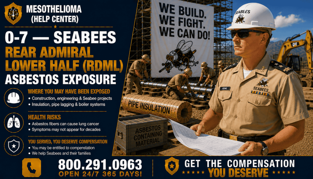 O-7 — Seabees Rear Admiral Lower Half (RDML) Asbestos Exposure - Mesothelioma and Lung Cancer