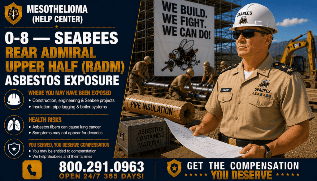 O-8 — Seabees Rear Admiral Upper Half (RADM) Asbestos Exposure - Mesothelioma and Lung Cancer