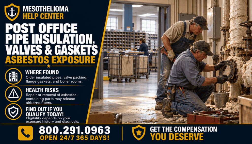 Post Office Pipe Insulation, Valves & Gaskets Asbestos Exposure - Mesothelioma